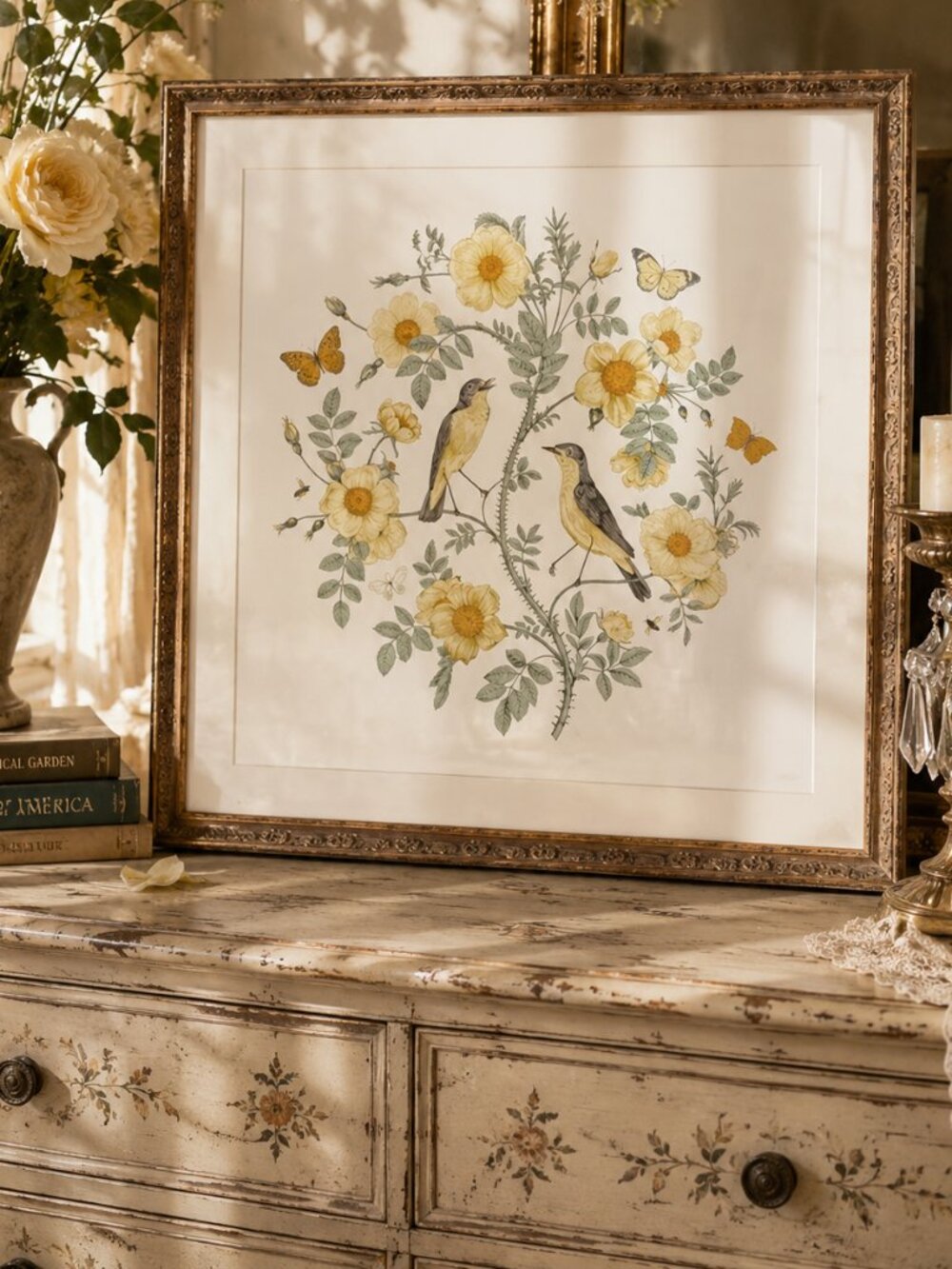 Marmont Hill "Birds and Butterflies" Framed Nature Botanical Wall Art